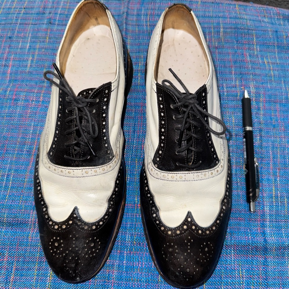 VINTAGE Spectator BRAGANO for COLE HAAN Wingtip Oxford Dress Shoes 8 D ITALY